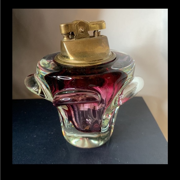 Vintage 1960’s hand blown amethyst & clear art glass cigarette starter - Picture 5 of 15